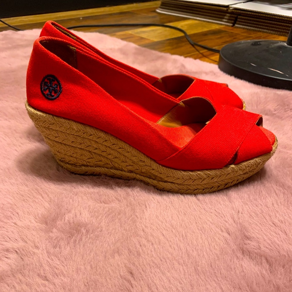 Tory Burch Red Wedge Shoes